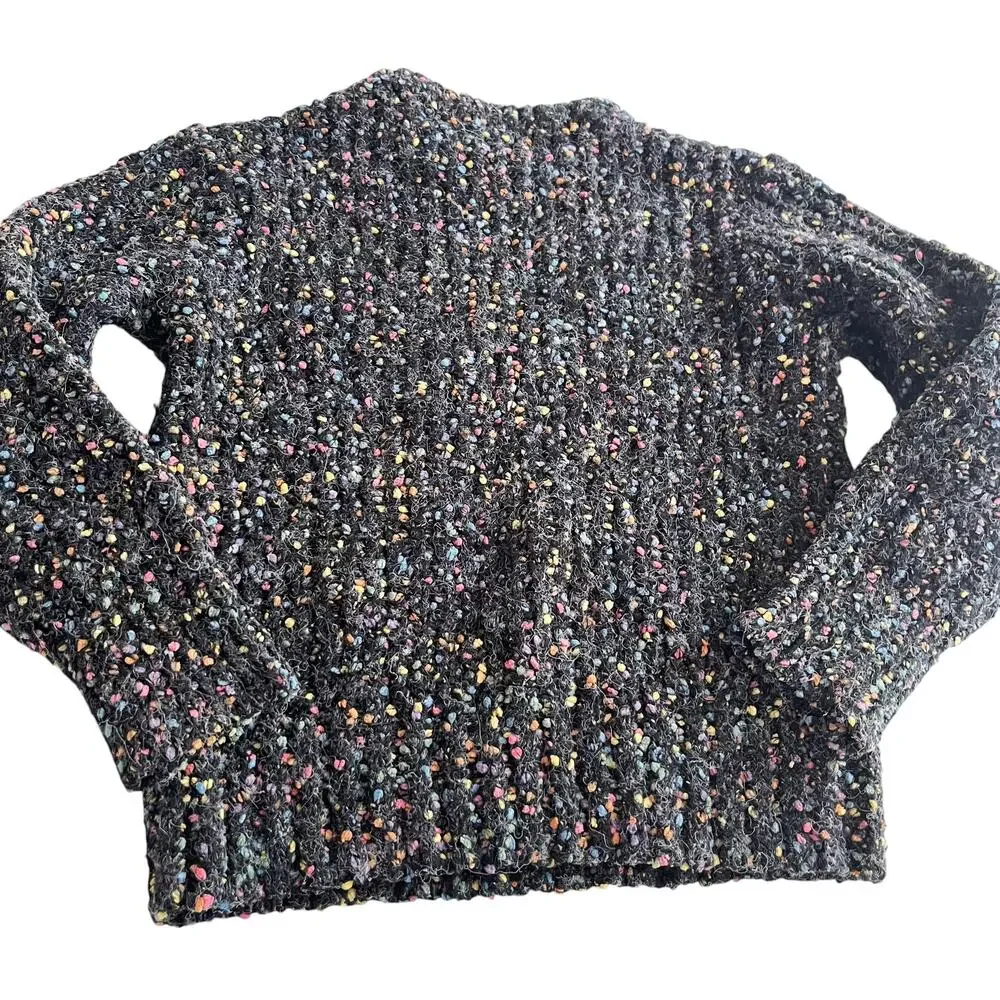 BZzy Style Girls Marled Gray Speckled Ribbed Knit Sweater Cozy Size 5 EUC